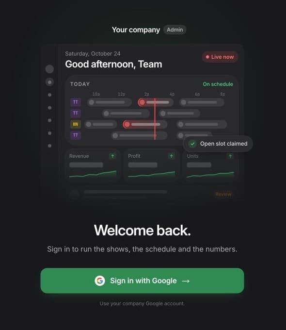 Admin sign-in screen